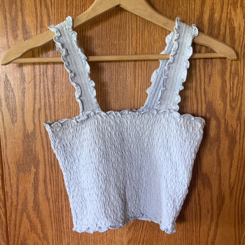 Hollister Light Blue Ruffled Smocked Tank Top